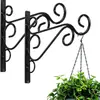 Gancho de Ferro Forjado Estilo Europeu Minimalista para Varanda Suporte de Flores Gancho de Cesta Suspensa para Jardim Suporte de Ganchos Decoração de Parede Suporte de Suspensão de Metal