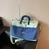 Bolso Cruzado Expandible Estilo Coreano Patchwork de Bloques de Color Juvenil Energético Gran Capacidad Bolso de Gimnasio Equipaje para Estudiantes
