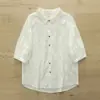 Moda Verano 2026 Estilo Japonés Bordado Jacquard Algodón Botón Colorido Cárdigan de Mujer Camisa Manga Corta Tendencia al por Mayor