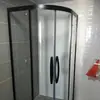 Cabina de ducha con forma de abanico de arco, mampara de vidrio de acero inoxidable, separación de zonas seca y húmeda, mampara de baño, cabina de ducha, cabina de ducha de baño