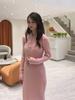 Vestido cheongsam elegante de socialité estilo Yujie con cola de pez, base interior, corte entallado, tipo vaina, suéter de punto