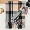 Estilo Novo Outono e Inverno Cachecol de Cashmere Sintético Moda Simples Xadrez Aquecedor de Pescoço Espesso Decoração de Roupa Externa Borlas Xale