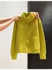 Cárdigan de Punto con Cremallera Roja para Mujer, Otoño/Invierno 2026, Engrosado, Estilo Relajado, Suéter de Cuello Alto, Top Relajado y Elegante