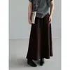 Falda de Papel Clásica Jiangzuo~ Falda Larga de Media Cintura Elegante con Caída para el Trabajo, Falda Larga de Línea A Adelgazante para Otoño con Dobladillo Amplio 8019
