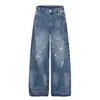 2026 Novo Estilo Tendência Decoração com Contas Calças Casuais Cor Sólida Jeans Desgastado Fonte Atacado 04