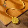 Tienda de Oro Mismo Estilo Oro Antiguo Carácter de la Fortuna Giratorio Brújula de los Ocho Tesoros Colgante Nuevo Estilo Chino Colgante de Brújula de los Ocho Tesoros Incrustado de Diamantes