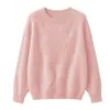 Novedades para Otoño/Invierno 26: Suéter básico de polar con cuello redondo, jersey de polar de cachemira de seda de mora, suéter de lana de corte holgado