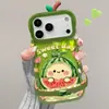 Funda de pintura al óleo de sandía adecuada para Apple 17 Pro Max, iPhone 15 transparente, 14 con doble soporte, 16 linda y anticaída