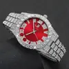 Explosões Europeias e Americanas Relógio de Pulso Masculino de Quartzo com Pulseira de Aço Hip-Hop Romano Graduado Diamante Calendário Hiphop Watch