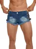 1808 # Nuevo Estilo Sexy Jeans Ajustados para Hombre Pantalones Cortos de Mezclilla Cintura Baja Ultra Cortos Ropa para Mujeres Travestismo Diseño Hueco