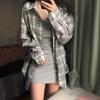 Camisa a Cuadros Ligera Estilo Perezoso con Protección Solar para Mujer Otoño 2026 Camisa de Aire Acondicionado Ropa con Protección Solar para Mujer Holgada de Manga Larga