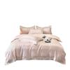 Juego de Cama de Cuatro Piezas Jacquard de Seda de Hielo Estilo Europeo Verano Sencillo Sábana Cubre Edredón Lujo Ligero Alta Gama Cama para Dormir Desnudo