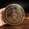 Escultura en Relieve de Doble Cara Sol y Luna Montaña Dorada y Ciudad del Mar Estilo Chino para Escritorio de Casa y Oficina, Decoración Feng Shui para Riqueza y Protección