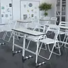 Silla plegable, estilo simple nórdico, silla de ocio para el hogar con respaldo, silla de espera para restaurante, silla de plástico para entrenamiento de alquiler para exposiciones