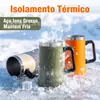 Taza de viaje transfronteriza con asa, acero inoxidable 304, gran capacidad, aislada al vacío, taza de café portátil para exteriores