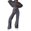 2026 Verano Nuevo Estilo Transfronterizo Europeo y Americano Comercio Exterior Ropa de Mujer Casual Deportiva Color Sólido Rayas Sudadera Conjunto de Moda