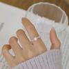 Anillo de plata con perlas y cuentas de plata para mujer, ligero, de lujo, cibernético, ajustable y de moda.