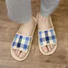 Zapatillas de Lino para el Hogar Estilo Japonés de Primavera y Otoño para Hombre, Cuatro Estaciones, Pareja, Silenciosas para Piso de Madera en Interiores, para Mujer, Desgaste Resistente en Verano