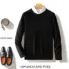 Nuevo Estilo Otoño e Invierno Suéter 100% Lana para Hombre, Cuello Redondo, Color Sólido, Suéter Básico, Casual de Negocios, Talla Grande, Suéter de Cachemira Tejido, Moderno