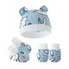 2023 Comércio Exterior Chapéu Fetal para Bebê Luvas Anti-Arranhões para Bebê Conjunto de 3 Peças Chapéu de Orelha para Recém-Nascido 0-6 Meses