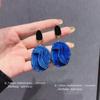 Brincos Geométricos Azul Klein Agulha de Prata Pequenos Irregulares Femininos Temperamento Moderno High-End Brincos Atacado