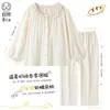Pijama Nuvem de Algodão Doce com Renda de Bolinhas Outono Meninas Novo Estilo Conjunto de Manga Longa e Calça Longa com Bojo Embutido