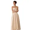Vestido de Novia Ligero de Satén Estilo Coreano Modelo Nuevo 2026 para Novias Petite, Sin Tirantes, Sencillo y Elegante para la Recepción de la Boda y Salir