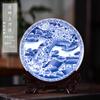 Jingdezhen azul e branco porcelana pendurada placa novo estilo chinês casa sala de estar decoração placa Qingming rio pintura artesanato placa decoração