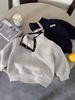 Moletom Infantil 2025 Inverno Novo Roupas Infantis Meninos e Meninas Forrado com Fleece Quente Abertura Frontal Gola Alta Bebê Casual Tops