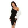 Comércio Exterior Europeu e Americano Nova Moda de Verão Leve Modelador Abdominal e Levanta Quadril Manga Única Body Vestido Curto Atacado