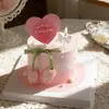 214 Feliz Día de San Valentín Decoración para Pastel Tarjeta de Amor Capullo de Tulipán Lazo Vela Inserto para Hornear