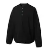 Nanxia Disfraz Estilo Americano Marca de Moda Botones Turquesa Cuello Henley Holgada Casual Sudadera Unisex Moda Top