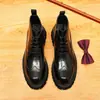 [Completo] Zapatos de Cuero de Caña Alta Genuino para Hombre, Botas Brogue Talladas Británicas Casuales de Negocios, Botas Brillantes de Punta Fina con Suela Gruesa