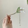 Grampo de orquídea para mulheres estilo antigo hanfu adorno de cabeça Grampo com borla de pérola para o topo da cabeça coque bola de cabelo pauzinhos acessórios de cabelo