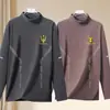 Tops de otoño e invierno con cuello semi-alto, forro polar de doble cara, capa interior ajustada de negocios, camiseta base cálida, camiseta de manga larga para hombre
