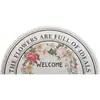 Felpudo de Flores Pintado a Mano Estilo Americano, Alfombra Roja Redonda de Malla, Felpudo de Anillo de Seda, Felpudo Grueso para Exteriores con Flores