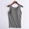 Chaleco Cruzado Talla Grande de Modal con Almohadilla en el Pecho para Mujer, Copa sin Aros, Ropa Interior de una Pieza, Camiseta Base Interior