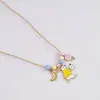 Colar de Maçã de Cerâmica Jingdezhen Colar Borboleta Dopamina Personalidade Fresca Feminina Moda Versátil Colar Venda por Atacado
