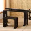 Mesa e Tamboretes Guqin Feitos de Madeira Maciça de Paulownia Queimada, Mesa de Caligrafia Chinesa Zen, Mesa de Chá Estilo Antigo, Mesa e Tamboretes Guqin de Ressonância