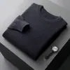 Suéter Masculino de Gola Redonda em Cashmere, Casual Simples de Sete Agulhas Espessado Versátil para Negócios Cor Sólida, Suéter de Cashmere para Atacado Transfronteiriço