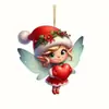 Nuevo Ángel Niña Árbol de Navidad Colgante Decorativo Transfronterizo Acrílico Plano Colgante para Coche Decoración Fiesta Navideña