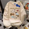 Estilo Callejero Europeo y Americano Casual Holgado Otoño e Invierno Nuevo Estilo Coreano Perezoso Forrado de Felpa Engrosado Cuello Redondo Sudadera Tops para Pareja Femenina