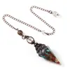Comércio Exterior Novos Produtos Prata Antiga Cristal Colorido Pêndulo Pedra Semi-preciosa Pedra Colorida Resina Pêndulo Hexágono Cone Pingente