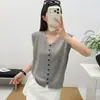 Chaleco de Punto de Seda Helada con Escote en V y Hebilla Retorcida de Moda para Mujer, Estilo Europeo, Adelgazante y Rejuvenecedor, Chaleco de Estilo Coreano