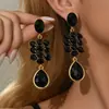 Brincos de Tarraxa com Strass Estilo Francês Brincos com Franja Azul Estilo da Corte Versátil de Luxo Leve Atacado