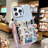 Estojo Fofo para Celular com Nove Emoticons de Grade Cachorro com Espelho para iPhone17 Capa Protetora Engraçada e Peculiar