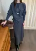 Conjunto de Vestido Suéter Tricotado para Mulheres 2026 Outono Inverno Estilo Coreano, um conjunto completo de duas peças com um toque de alta qualidade
