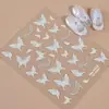Redanco5D Relieve Popular Dibujo Animado Pegatina para Uñas Hermosa Mariposa Plateada Rota Pegatina Estéreo para Uñas He1523
