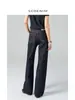 Jeans de Outono em Sarja/Cintura Alta para Mulheres, Calça Reta de Perna Larga na Cor Original 25, Novo Estilo de Outono, Estilo de Roupa de Trabalho Justa e Solta