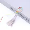 Anillo de Nudo de Diamante Degradado Teñido por Secciones Llavero con Borla Colgante para Bolso Joyería Tejida a Mano DIY Accesorios para Colgar Bolsos